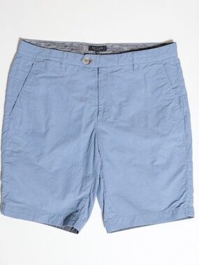 TED BAKER LONDON Men's 34R Light Blue Flat Front Casual Chino Shorts 100% Cotton